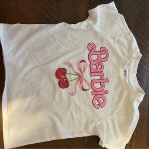 Barbie Pink and White Kids T-Shirt with Cherry Graphic